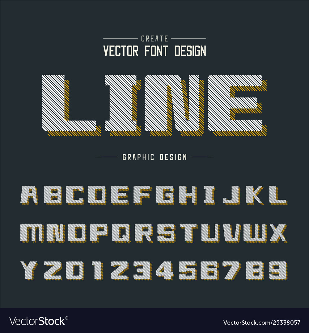 Line font shadow and bold alphabet square vector image Line font shadow and bold alphabet square