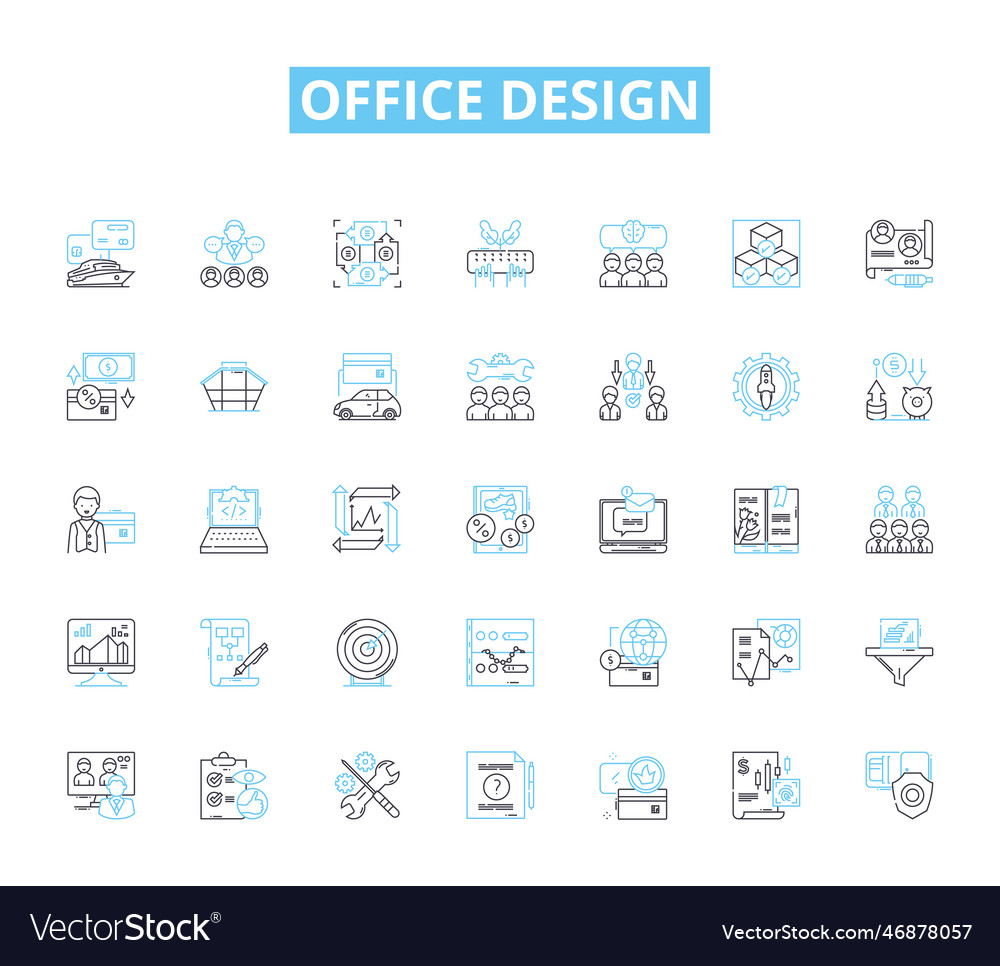 Office design linear icons set productivity vector image Office design linear icons set productivity