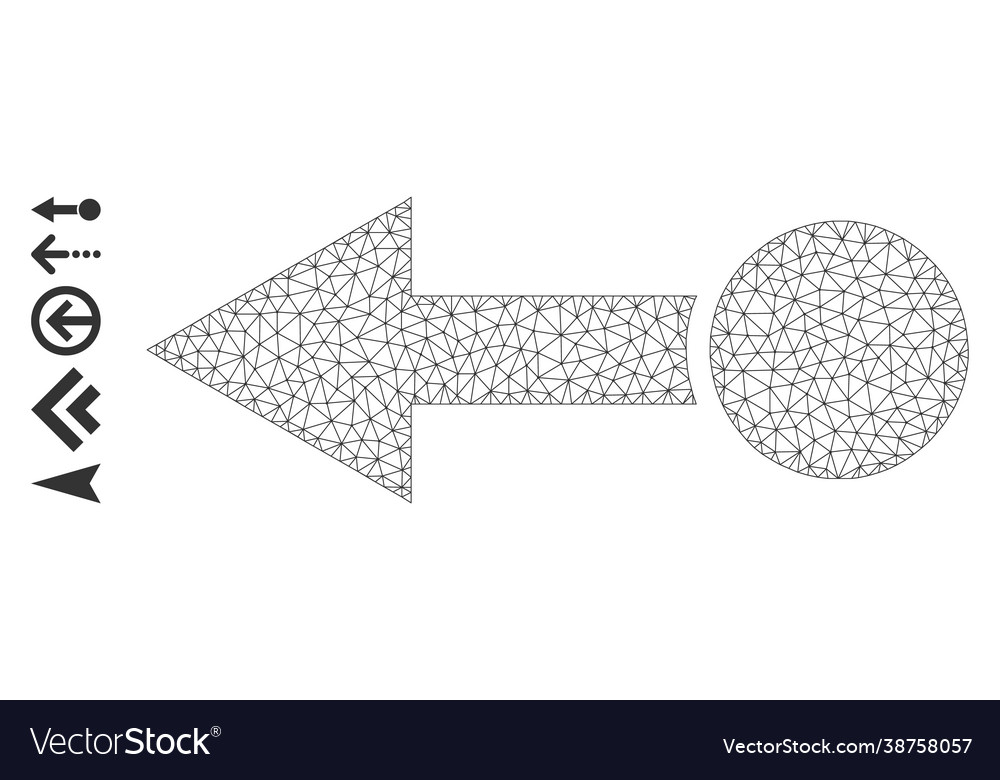 Polygonal network pull left icon with simple