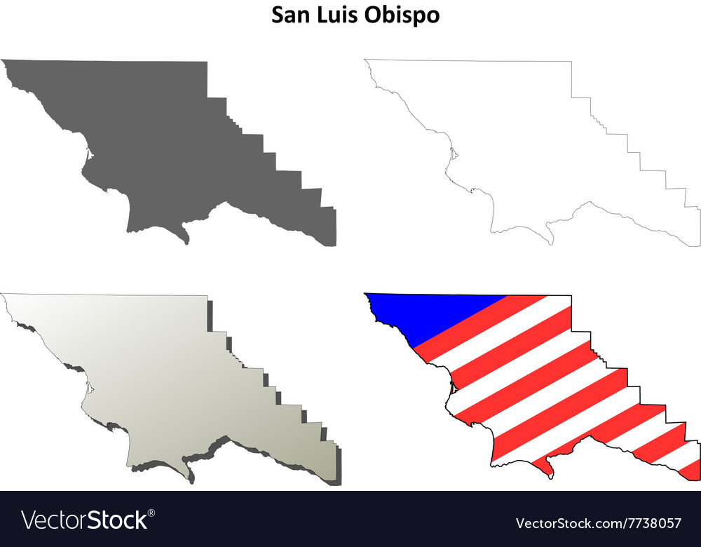 San Luis Obispo County California Outline Map Set Vector Image San Luis Obispo County California Outline Map Set Vector Image