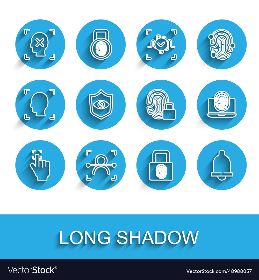 Set line fingerprint face recognition rejection vector image Set line fingerprint face recognition rejection