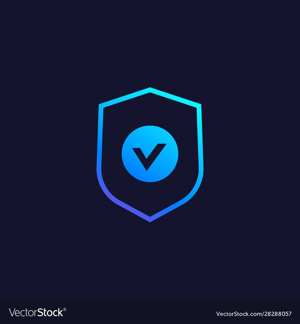 Shield with check mark security concept