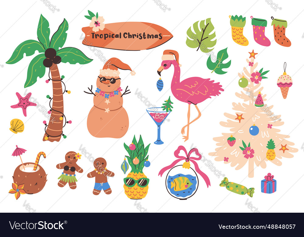 Tropische Weihnachten Icons