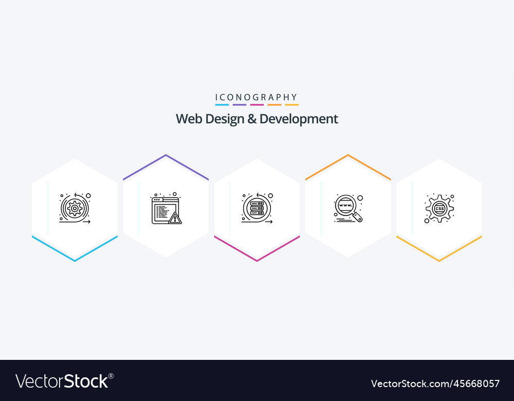 Web design and development 25 line icon pack