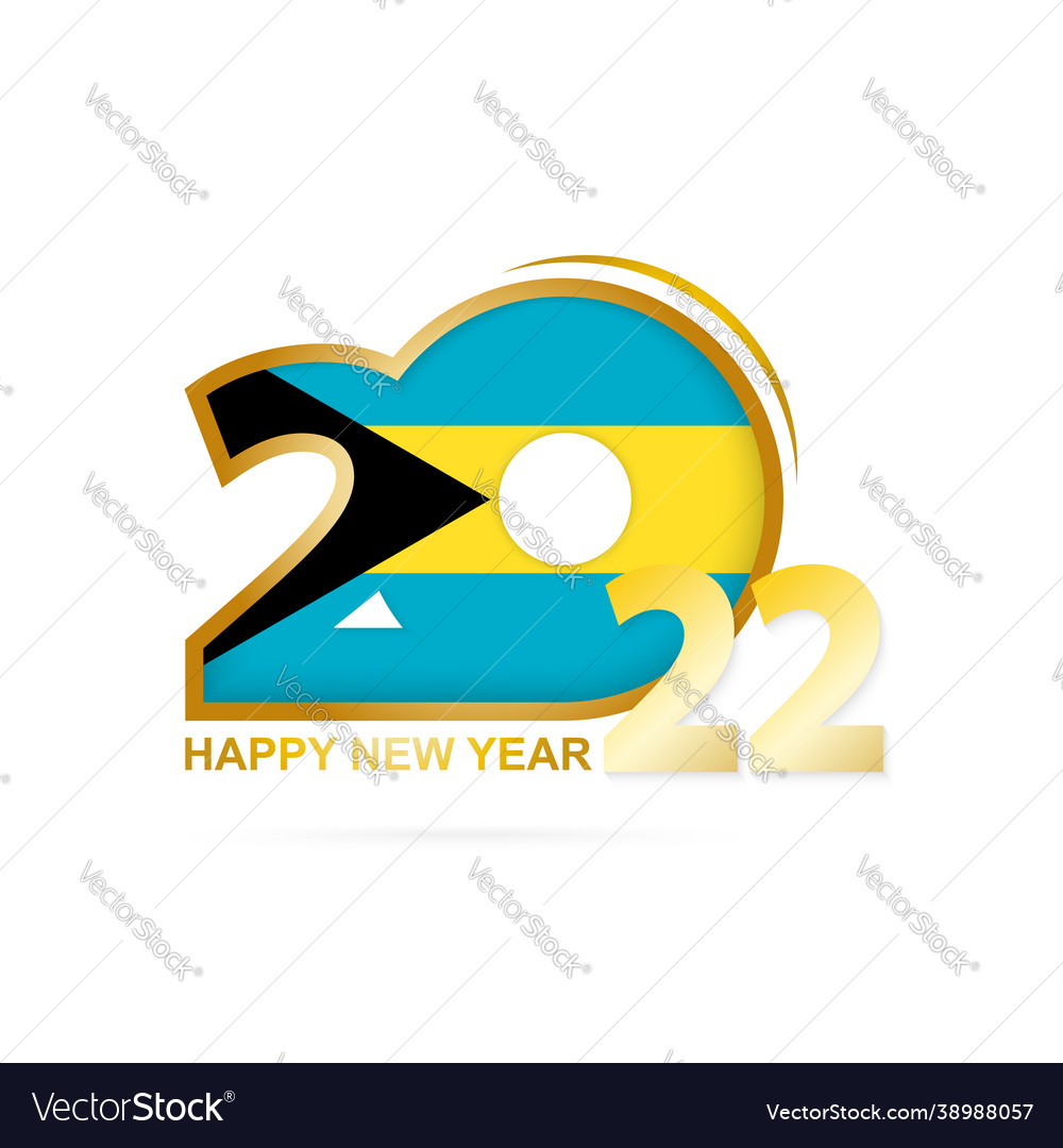 Year 2022 with bahamas flag pattern happy new Vector Image