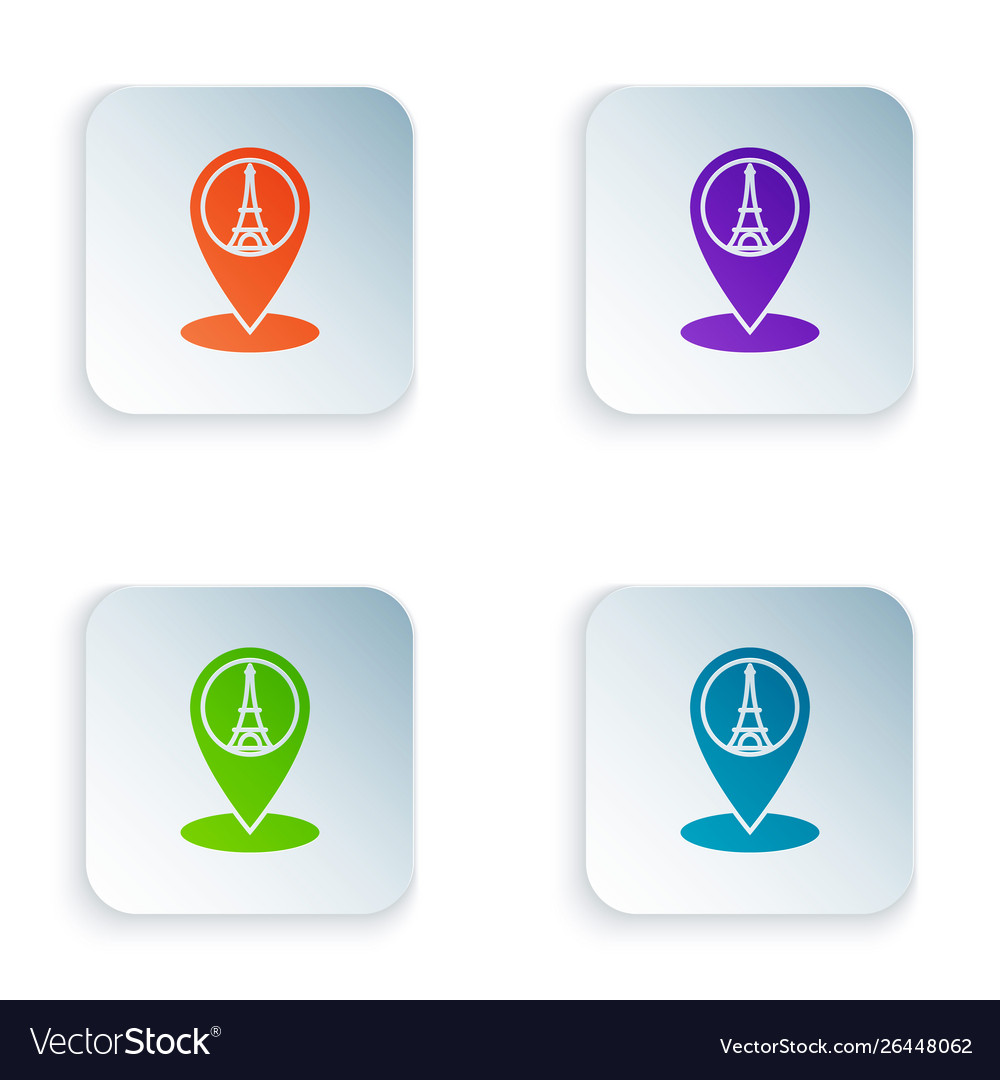 Color map pointer with eiffel tower icon isolated Vector Image Color map pointer with eiffel tower icon isolated