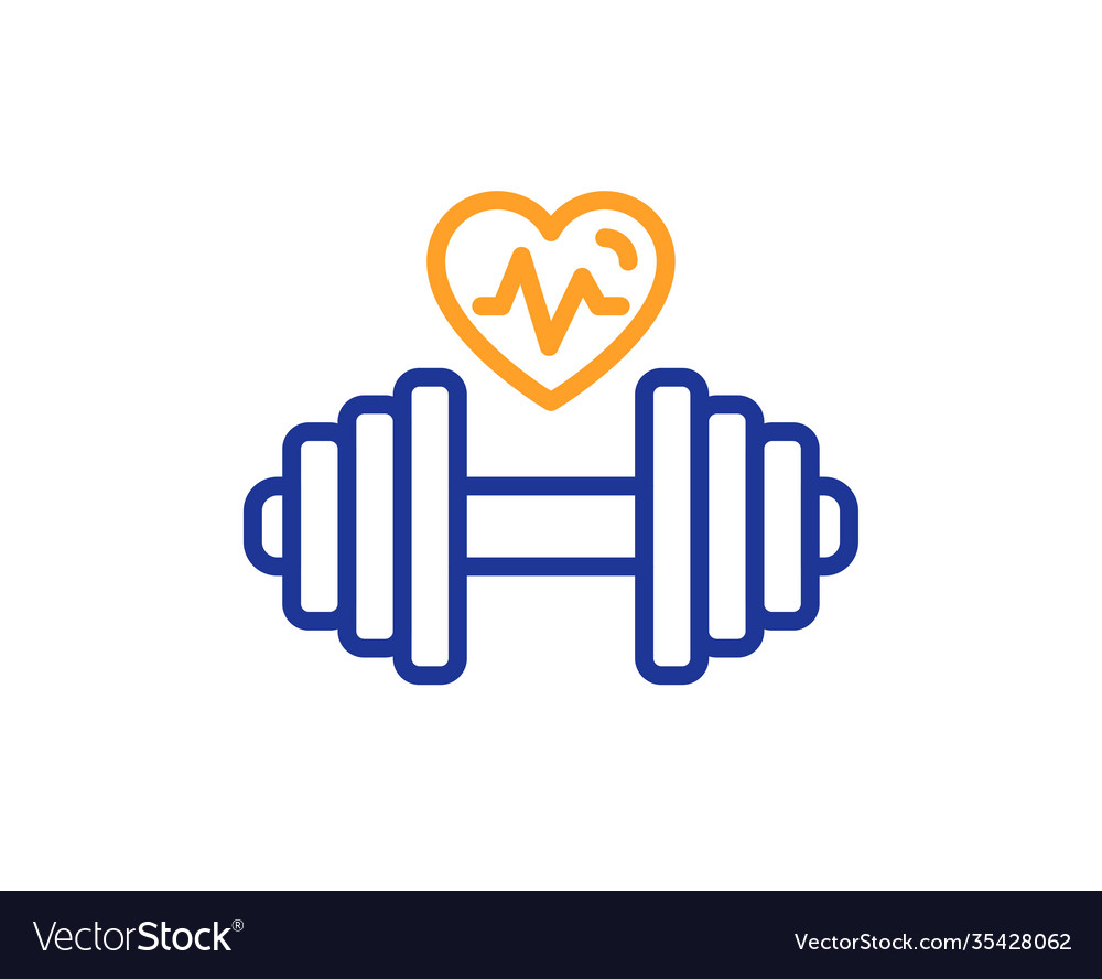 Dumbbell with heartbeat line icon workout