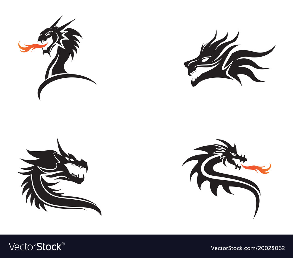 head dragon flat color logo template royalty free vector