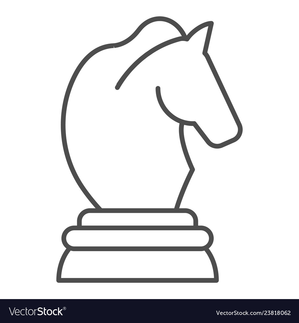 Horse chess thin line icon game