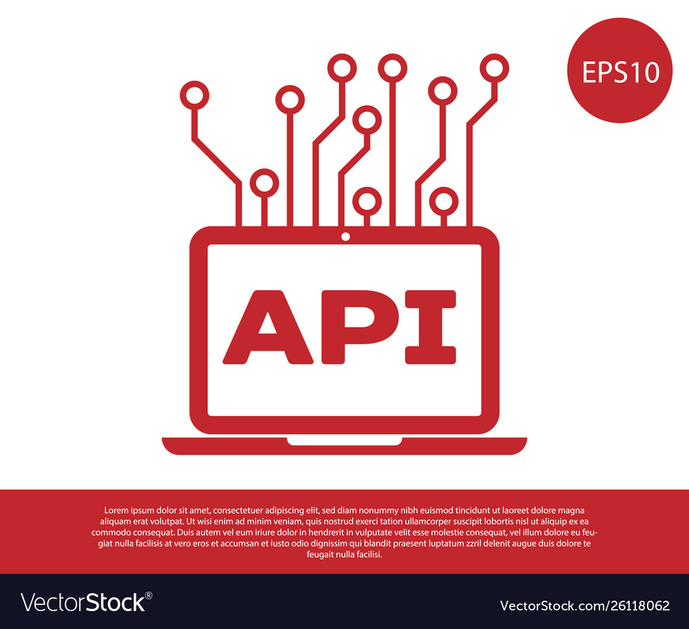 Red computer api interface icon isolated on white vector image Red computer api interface icon isolated on white