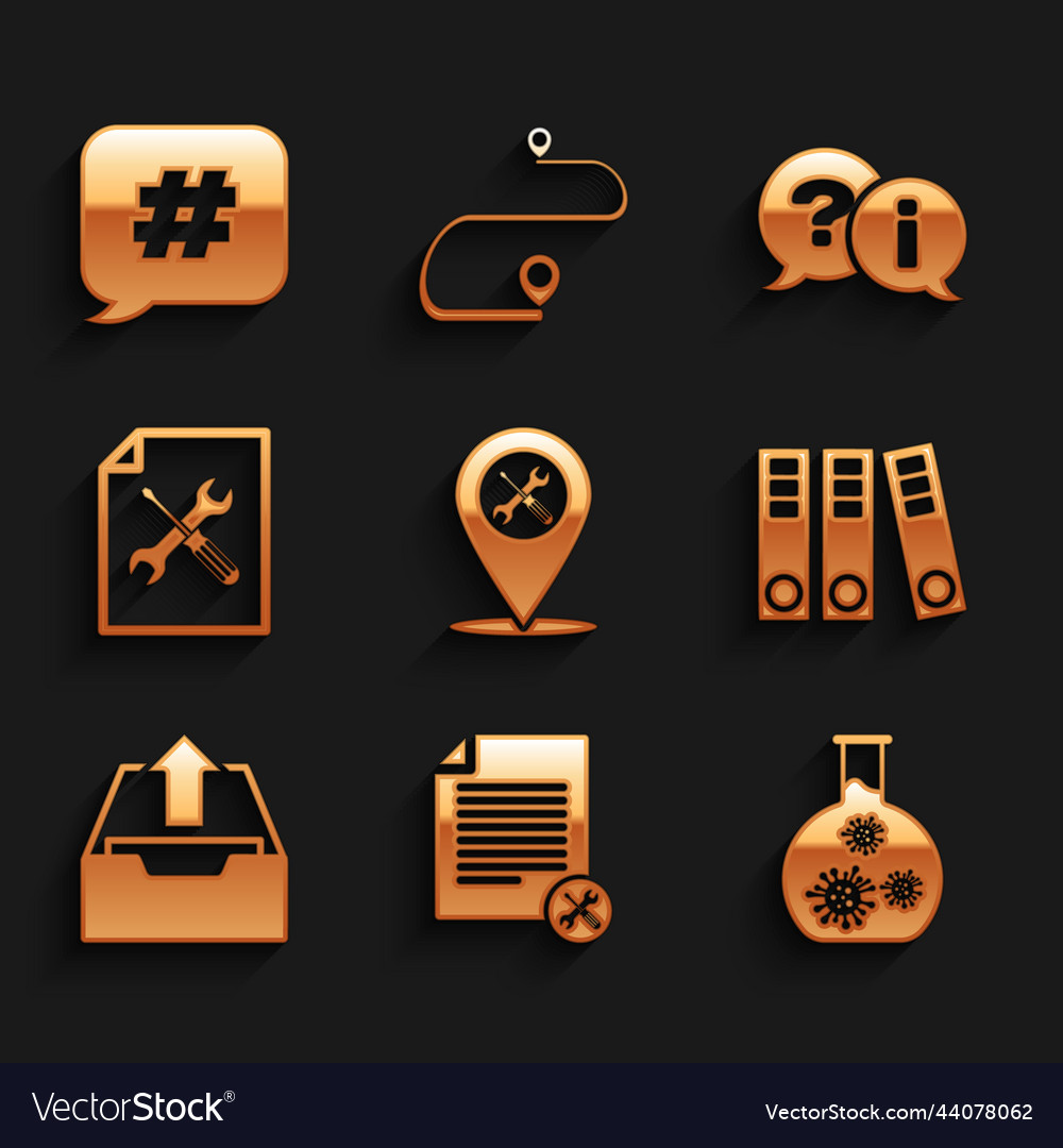 Set location service file document test tube vector image Set location service file document test tube