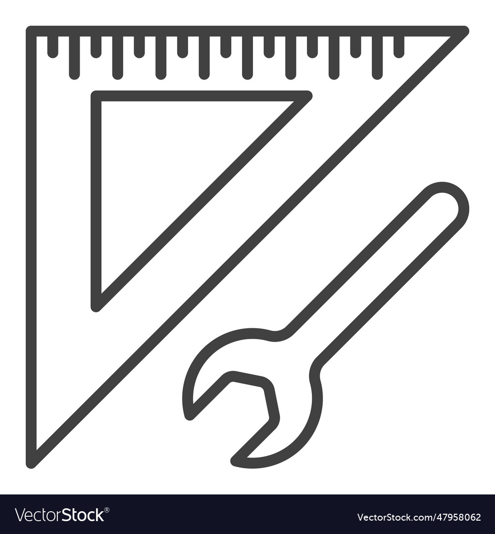Triangular ruler with wrench concept thin line