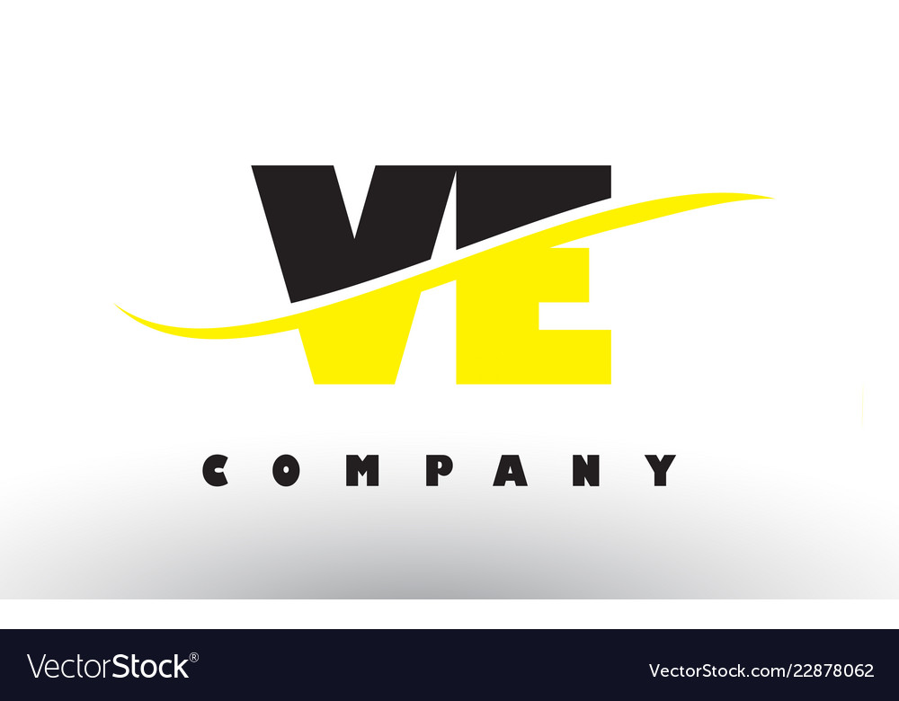 Ve v e black and yellow letter logo with swoosh