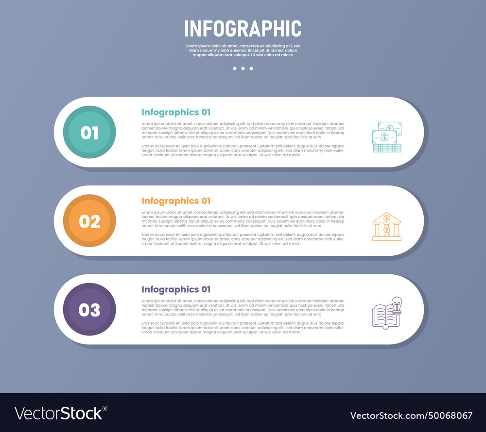 3 point stage or step infographic template with Vector Image