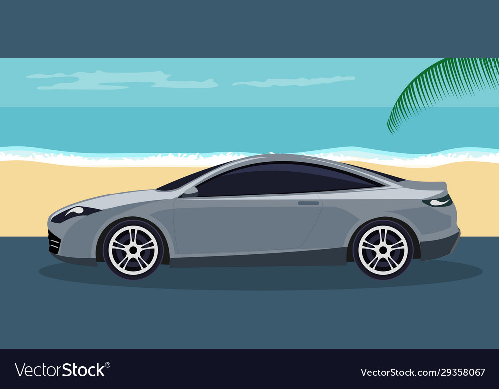 Background luxury sports car on beach