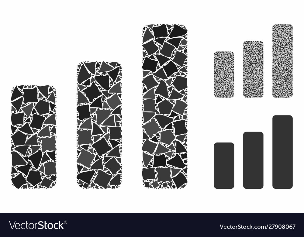Bar chart increase mosaic icon humpy items vector image Bar chart increase mosaic icon humpy items