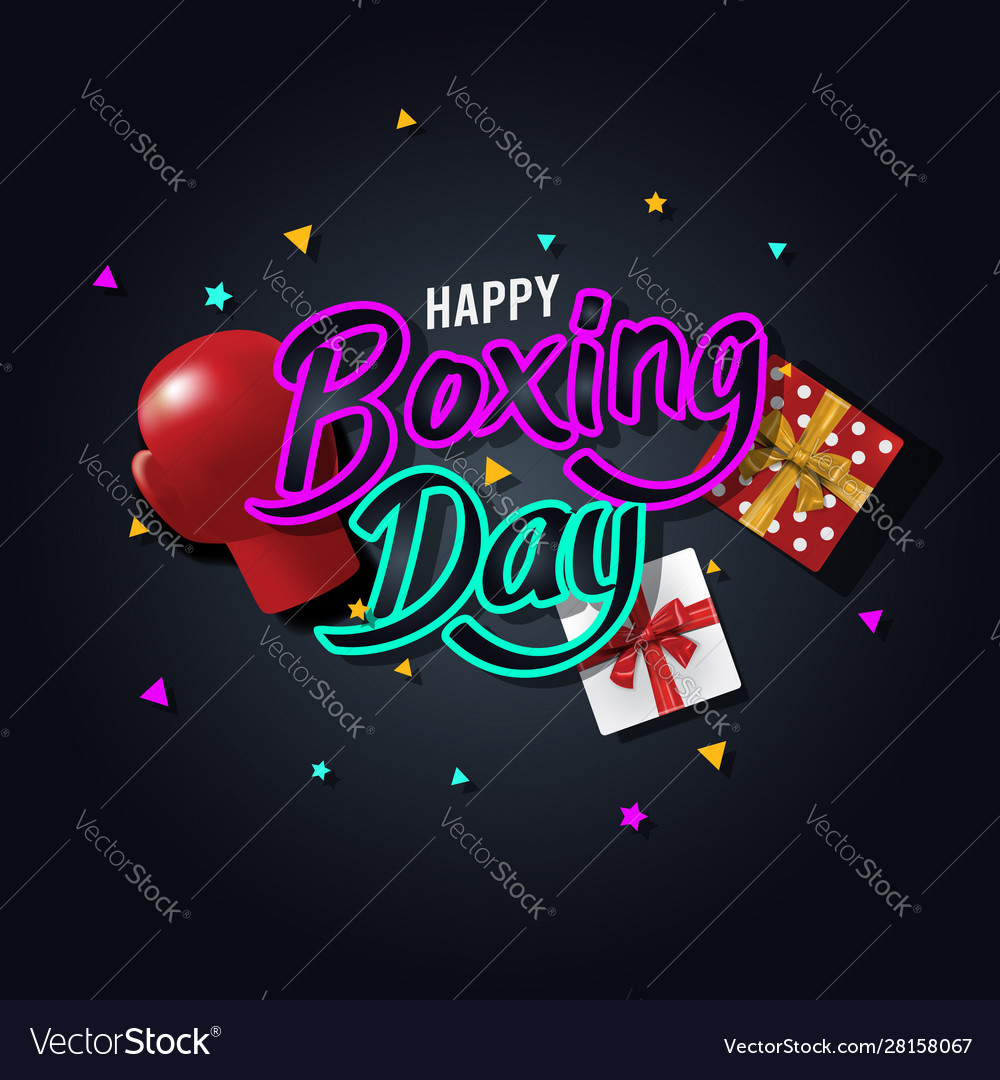 Boxing day typography background with boxing glove