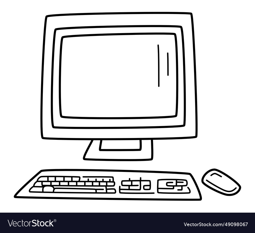 Computer - a simple personal device desktop vector image Computer - a simple personal device desktop