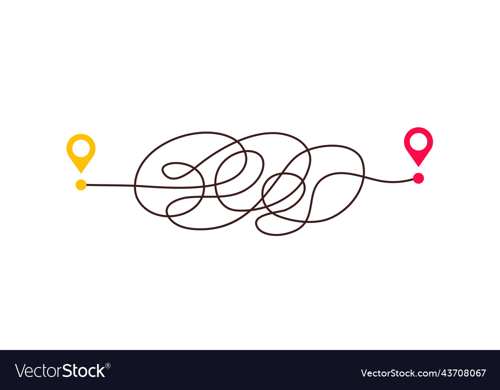 Difficult way chaos path from point a to b Vector Image Difficult way chaos path from point a to b