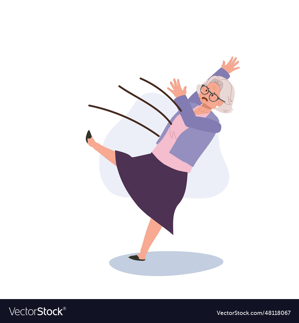 Elderly woman stumbling a senior grandmother Vector Image