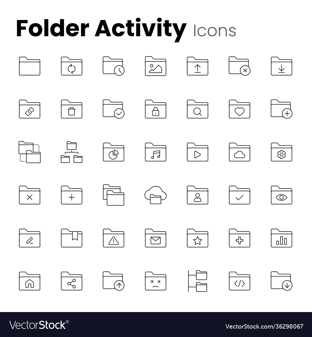 Folder file activity icon set Vector Image Folder file activity icon set