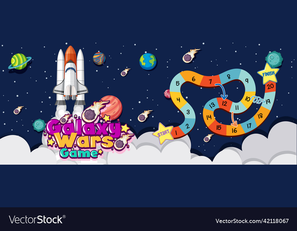 Game template with space theme background vector image Game template with space theme background