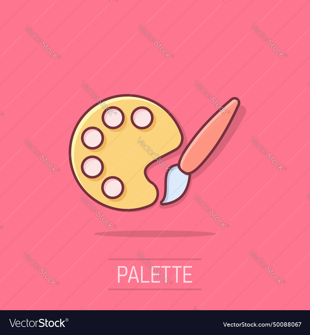 Paint brush icon in comic style palette cartoon