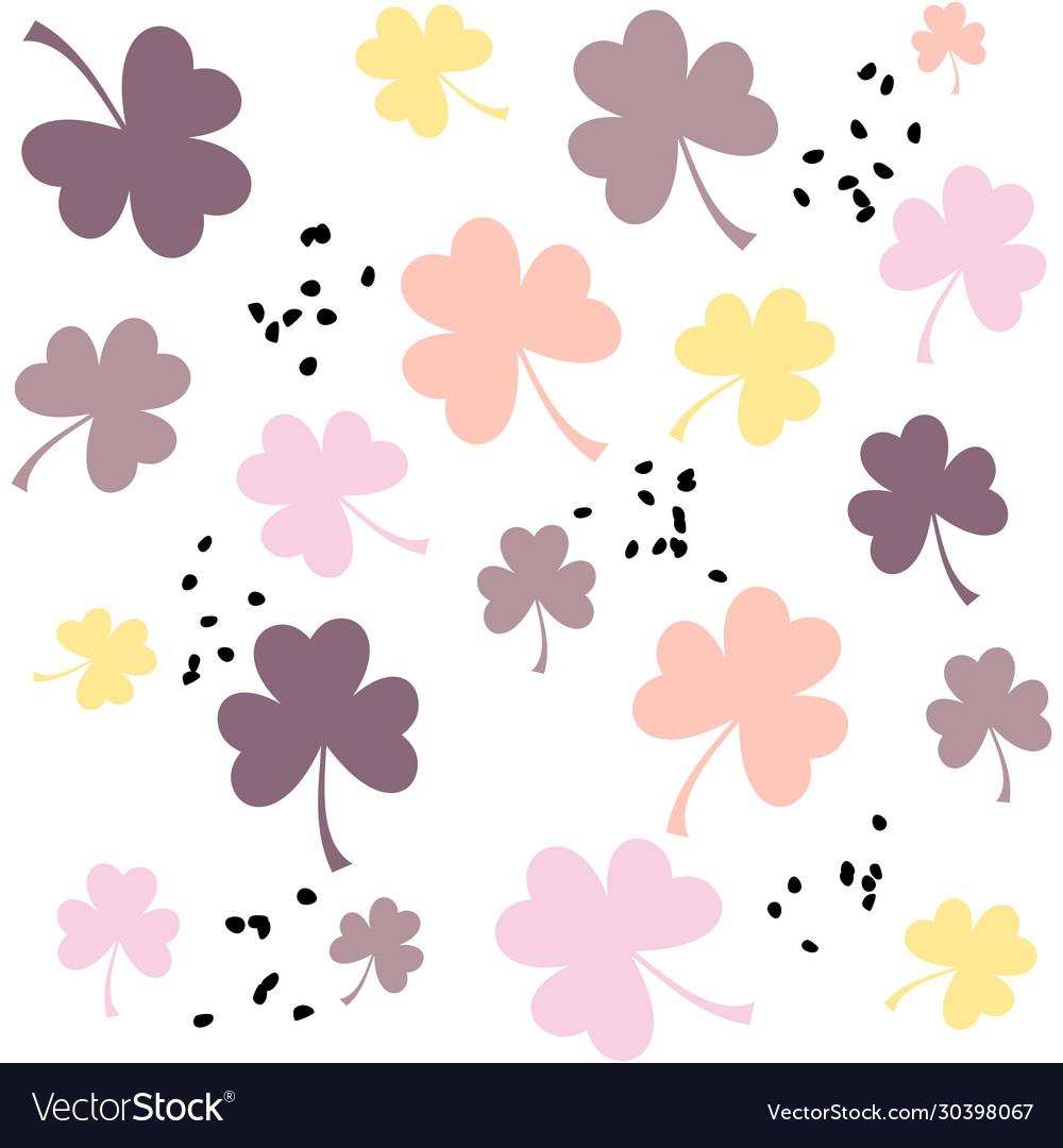 Pastel colored pattern with three leaf clovers