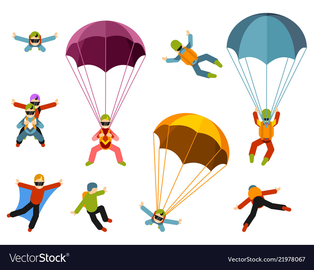 People are engaged in extreme parachuting