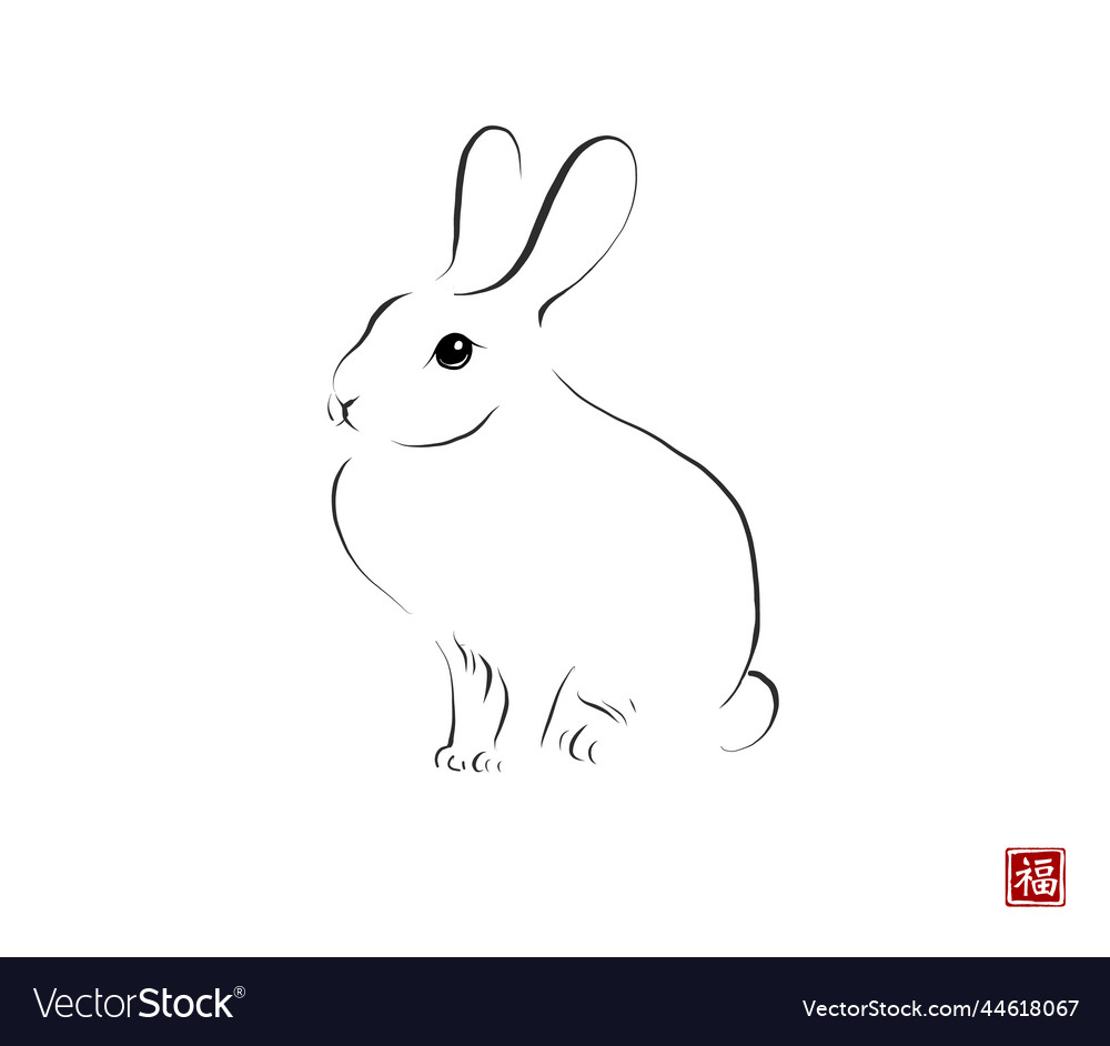 Rabbit in minimalist style on white background Vector Image