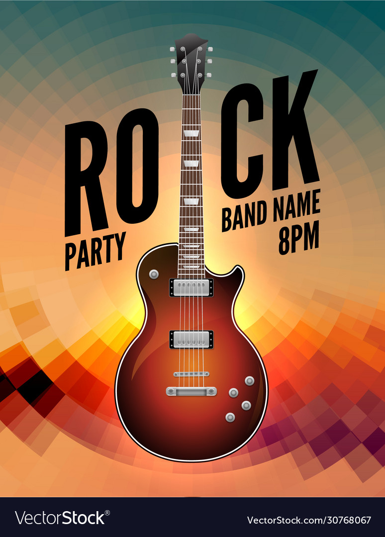 Rock music live concert poster flyer rock party Vector Image