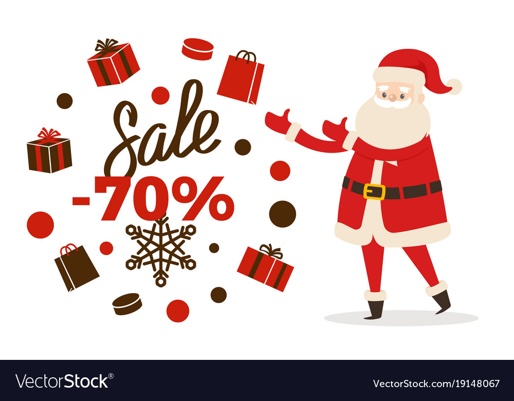 Sale poster up to 70 price reduction santa icon