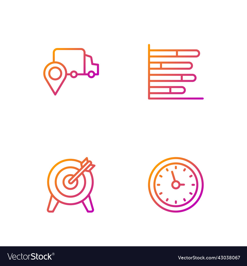 Set line clock target delivery tracking and pie vector image Set line clock target delivery tracking and pie