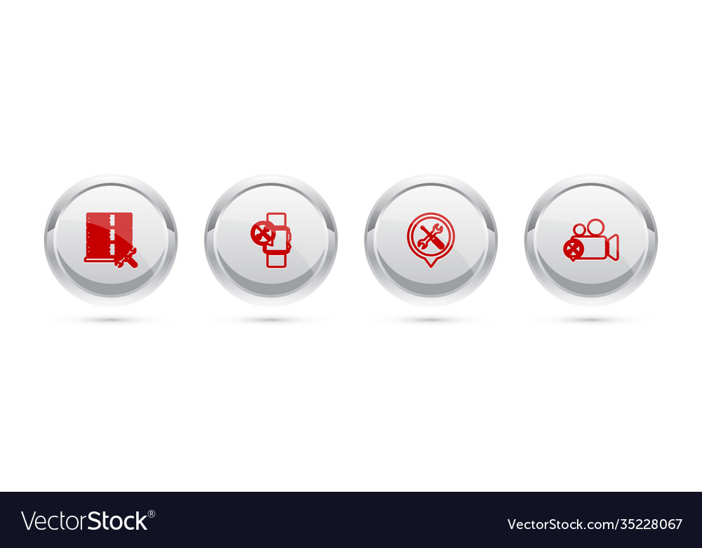 Set line database server service smartwatch vector image Set line database server service smartwatch