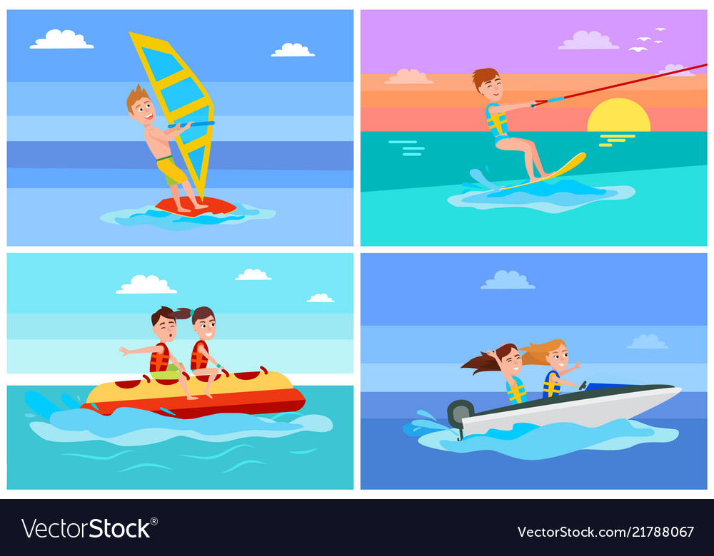 Summertime activities set vector image Summertime activities set