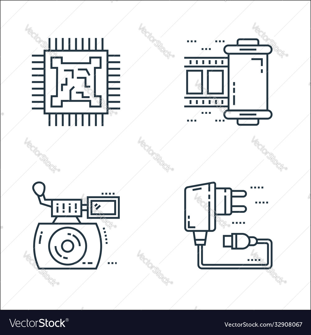 Technology devices line icons linear set quality vector image Technology devices line icons linear set quality