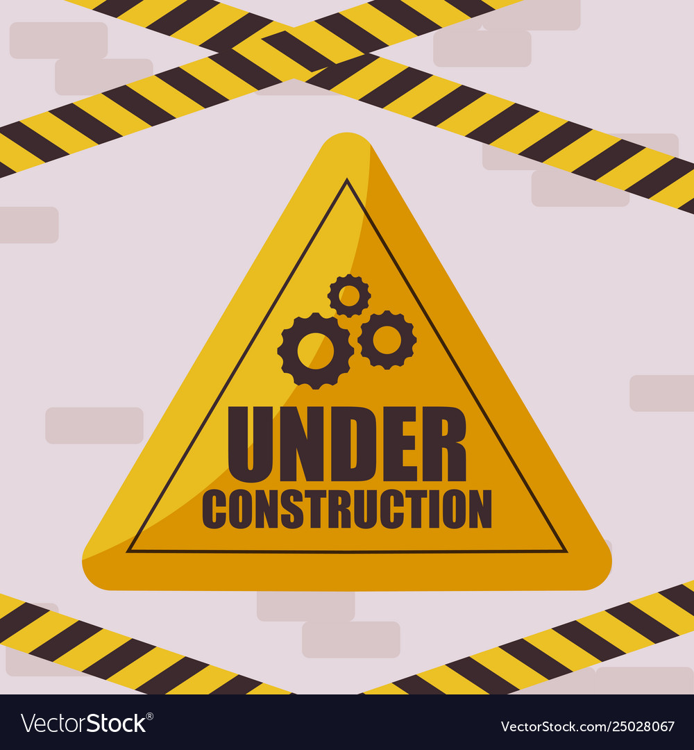 Under construction label with caution tape Vector Image