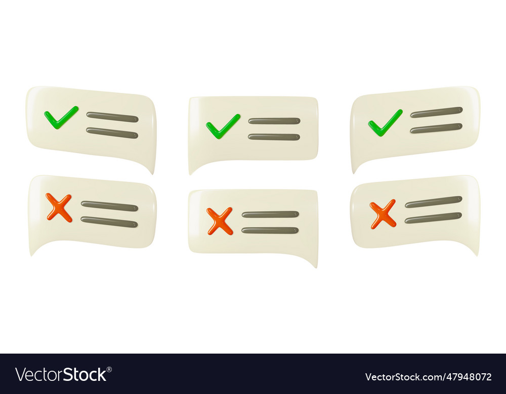 3d wrong and right speech bubble message vector image 3d wrong and right speech bubble message