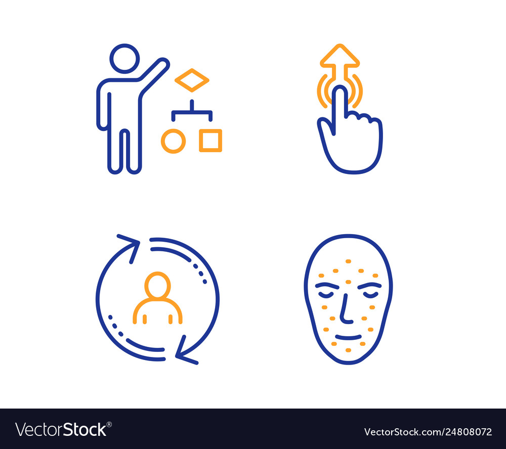 Algorithm swipe up and user info icons set face vector image Algorithm swipe up and user info icons set face