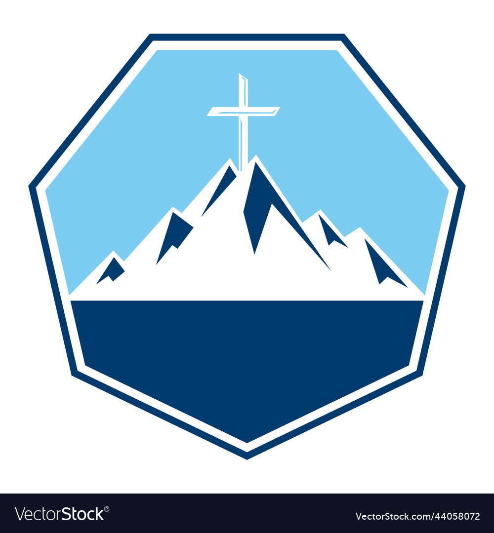 Baptist cross in mountain logo design