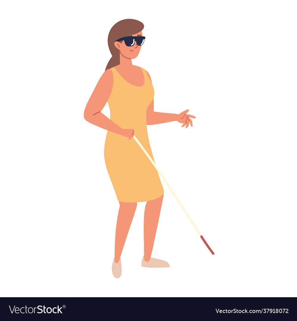 Blind disabled woman Royalty Free Vector Image