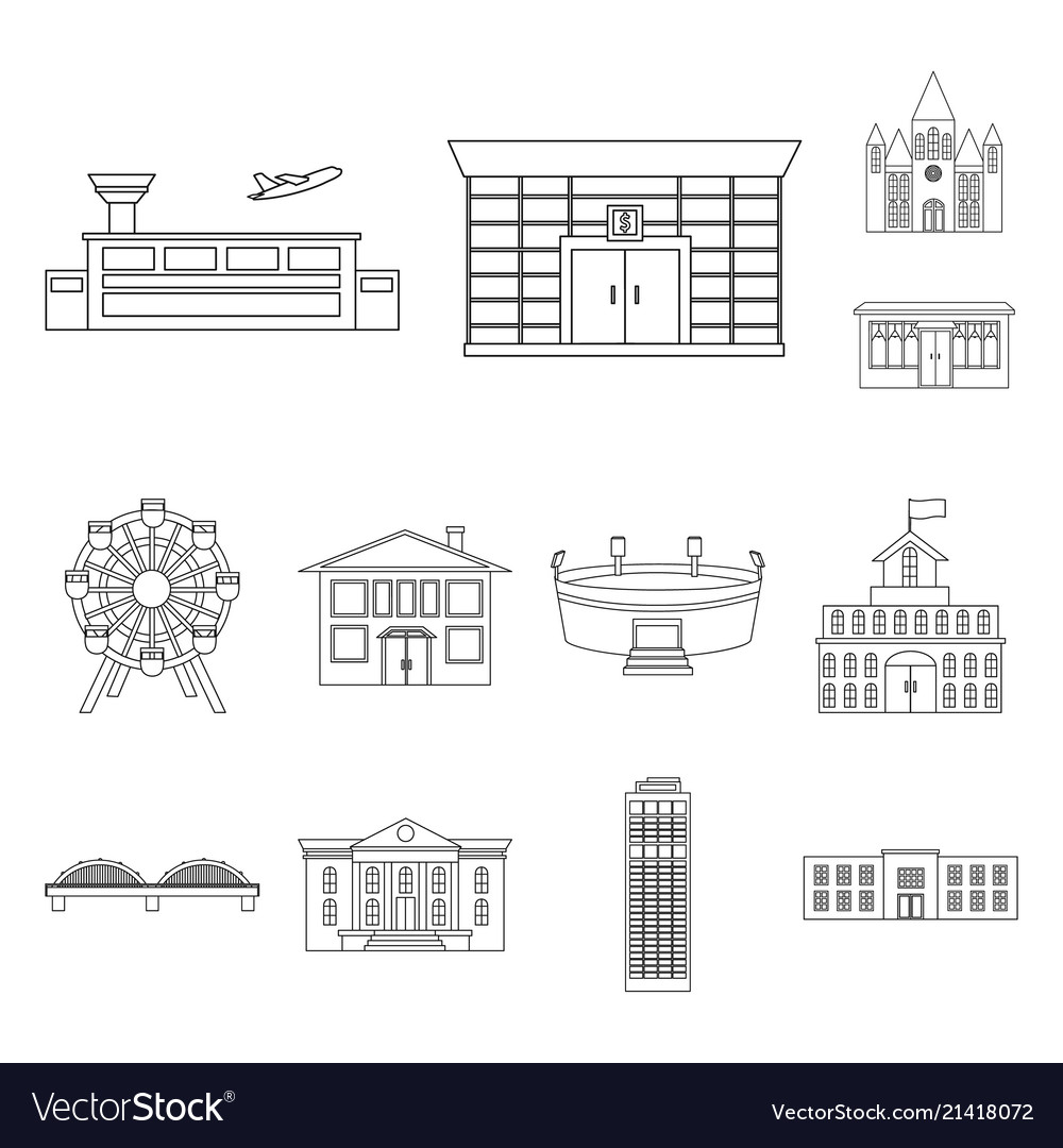 Building Outline Icons - Architecture Set