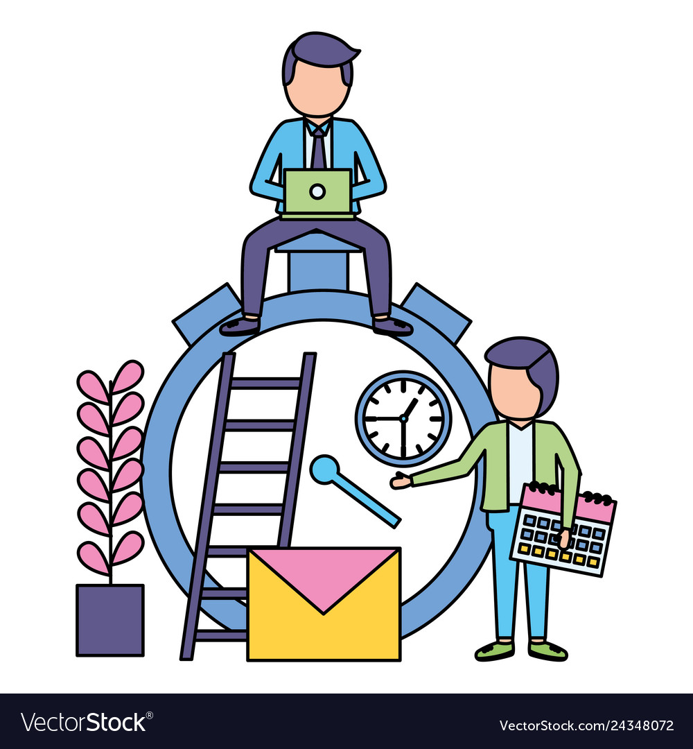Businessman clock time work Royalty Free Vector Image
