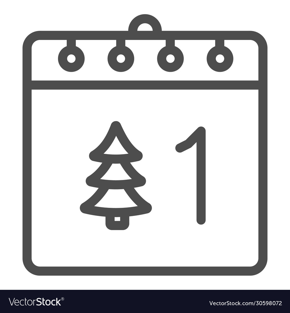 Calendar with tree line and solid icon date page vector image Calendar with tree line and solid icon date page