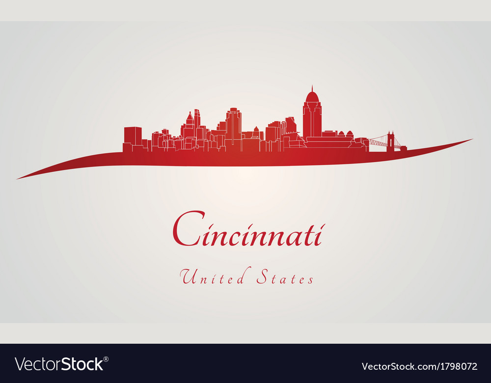 Cincinnati Skyline In Red Royalty Free Vector Image