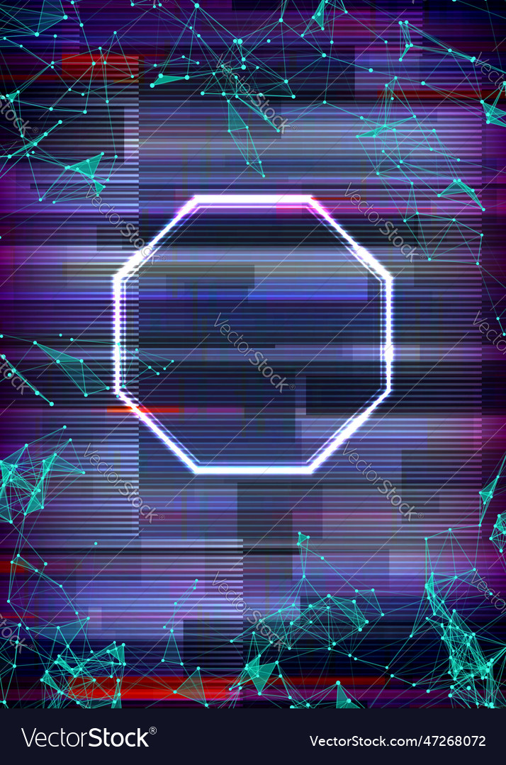 Glitch cyberpunk frame with technology error vector image Glitch cyberpunk frame with technology error