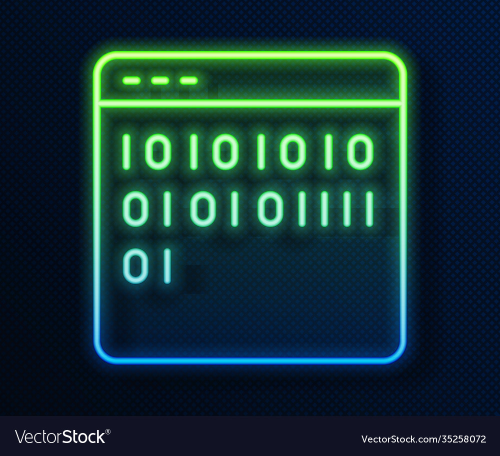 Glowing neon line binary code icon isolated vector image Glowing neon line binary code icon isolated