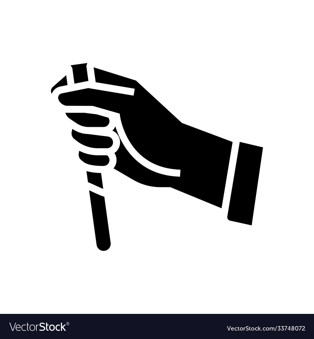 Hand holding laboratory tube glyph icon