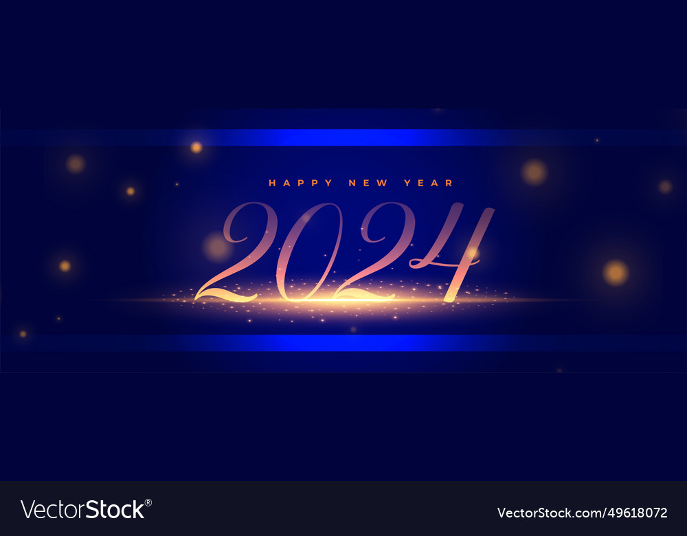 Happy new year 2024 holiday wallpaper with shiny Vector Image