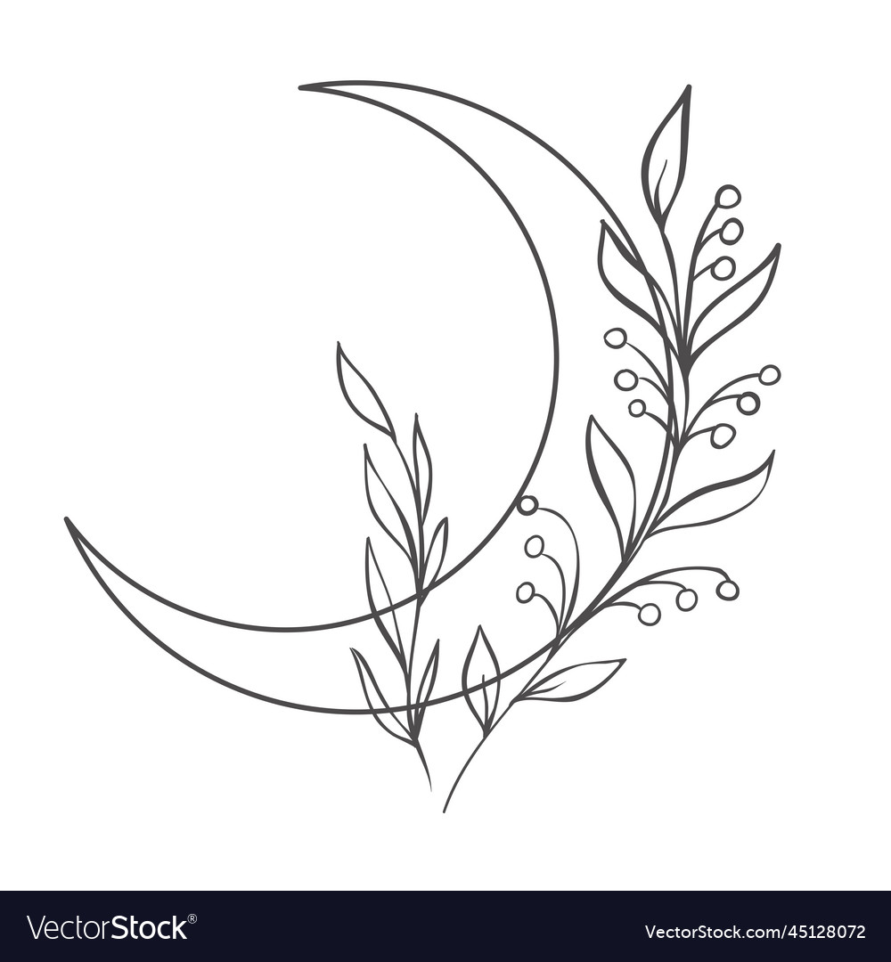 Line art moon on the white background Royalty Free Vector